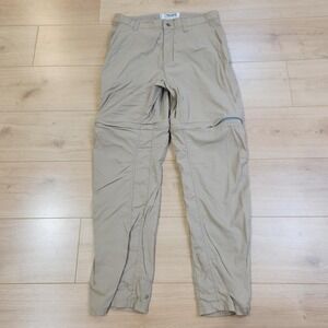 Mountain Khakis Equatorial Stretch Pants Mens 34x32 Beige Convertible Hiking